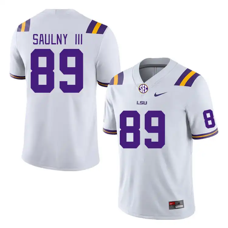 Men's LSU Tigers Donald Saulny III #89 White NCAA Football Jersey